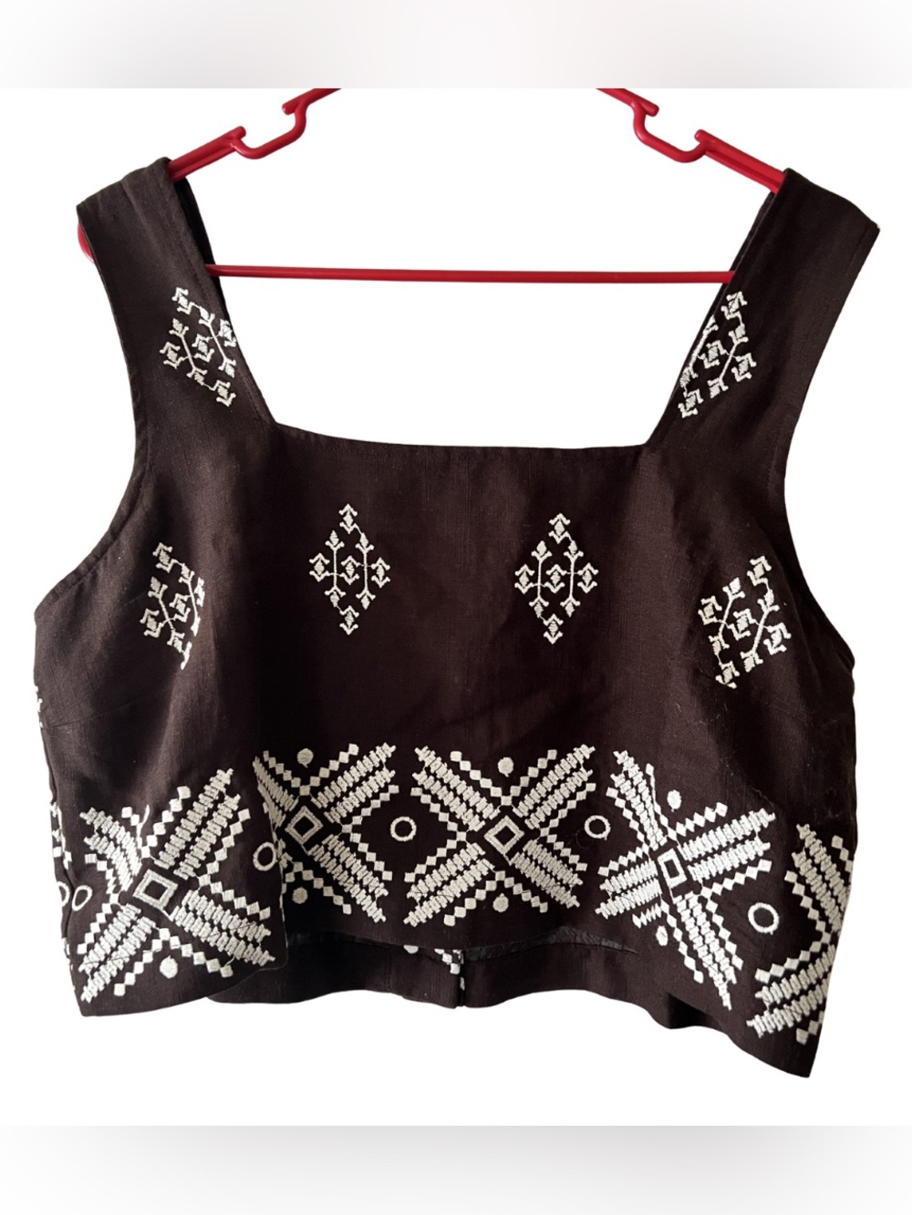 Calypso Women’s Black Cropped Embroidered Tank Top